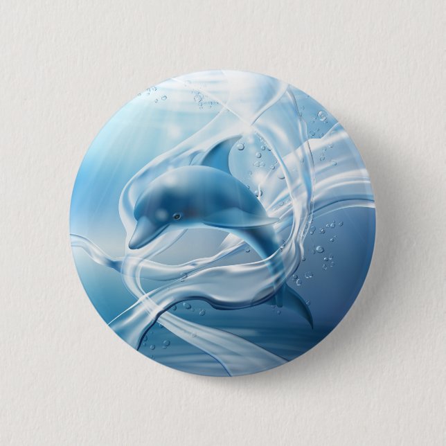 Blue-Delphin-Knöpfe Button (Vorderseite)