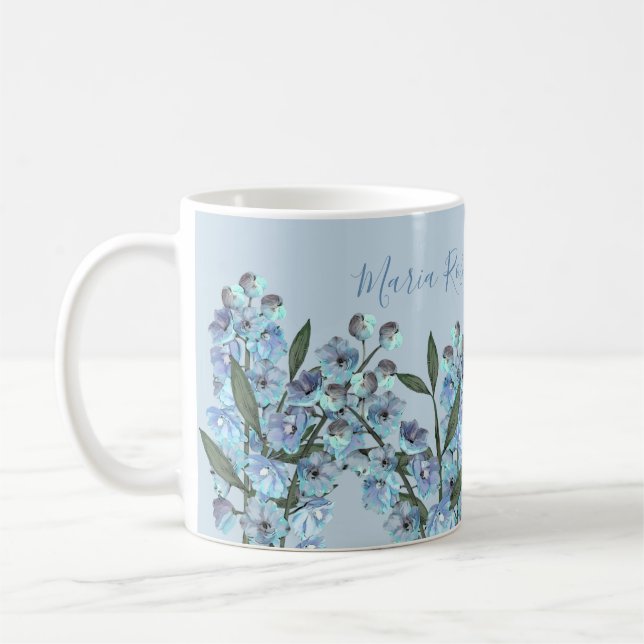 Blue Delphinium Coffee Tasse (Links)