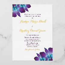 Blue Dendrobium Orchid Gold Hochzeit Einladung