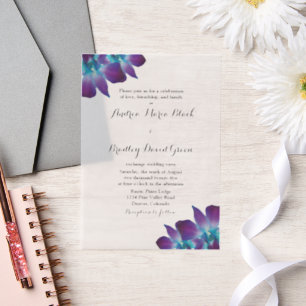 Blue Dendrobium Orchid Vellum Wedding Einladung