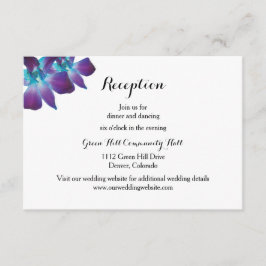 Blue Dendrobium Orchid Wedeption Reception Card Begleitkarte