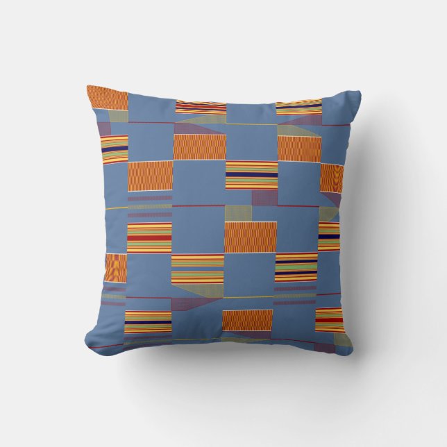 Blue Denim African Kente Masculine Kissen (Vorderseite)