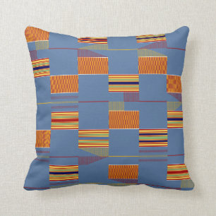 Blue Denim African Kente Masculine Kissen