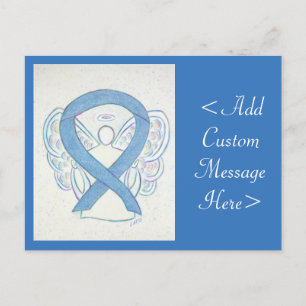 Blue Denim Awareness Ribbon Angel Custom Postcard Postkarte
