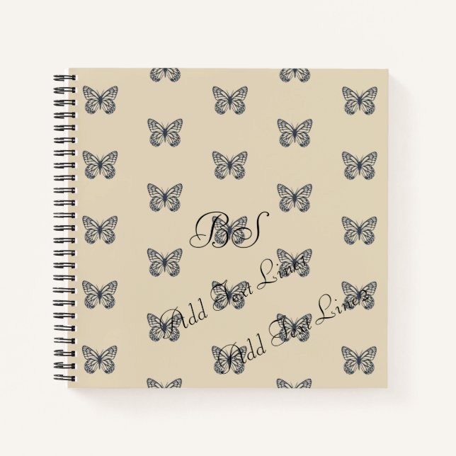 Blue Denim Butterfly-Muster Hinzufügen von Textnot Notizbuch (Vorderseite)