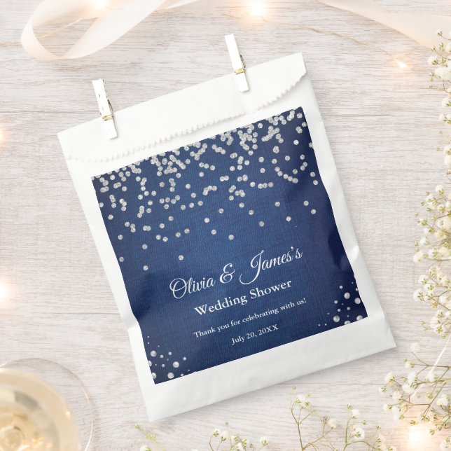 Blue Denim Diamonds Pearls Couple's Polterabend Geschenktütchen (Ausgeschnitten)