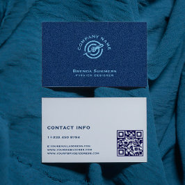 Blue Denim Fabric Texture QR Code Visitenkarte