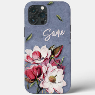 Blue Denim Floral Monogrammed Case-Mate iPhone Hülle