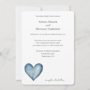 Blue Denim Jean Heart Wedding Einladung