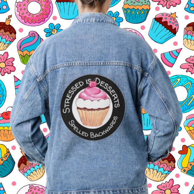 Blue Denim Jean Jacket Drôle dessert citation (Créateur téléchargé)