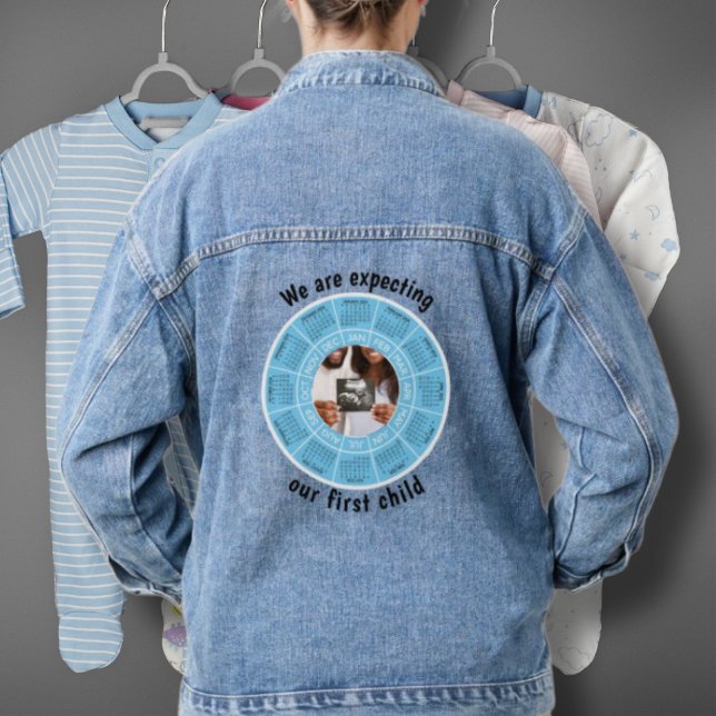 Blue Denim Jean Jacket Pregnancy Wir erwarten Jeansjacke (Von Creator hochgeladen)