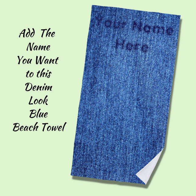 Blue Denim Jeans Look - Fügen Sie Ihren Namen stör Strandtuch (Von Creator hochgeladen)
