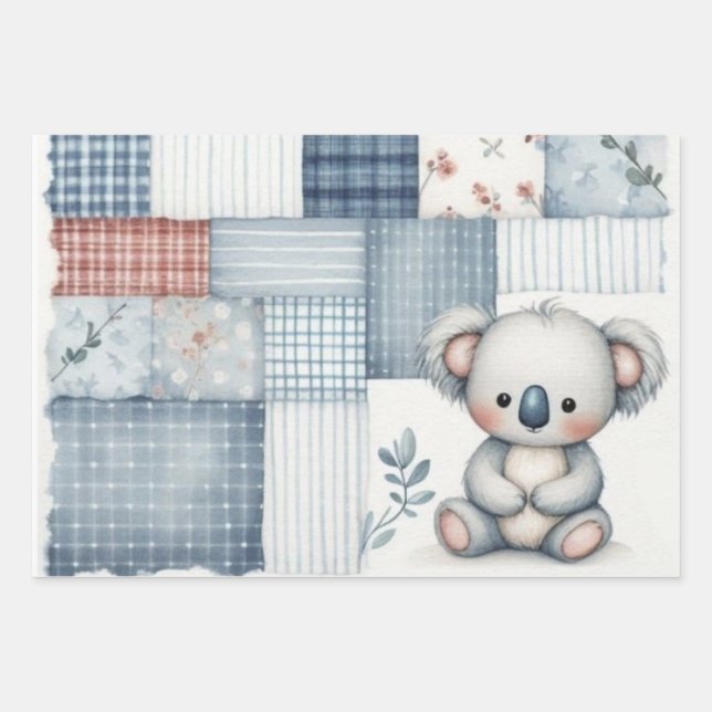 Blue Denim Koala Geschenkpapier Set (Vorderseite)