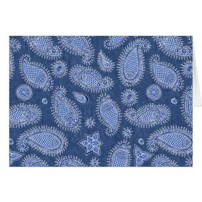 Blue Denim Paisley Blank Note Card (Vorderseite (Horizontal))