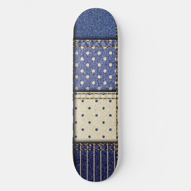 Blue Denim Patchwork Skateboard (Vorderseite)