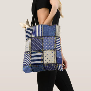 Blue Denim Patchwork Tasche