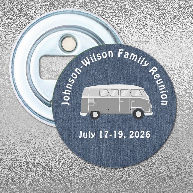 Blue Denim Print, Class or Family Reunion Magnet Flaschenöffner (Von Creator hochgeladen)