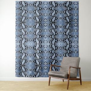Blue Denim Python Snakeskin Hintergrund Wandteppich