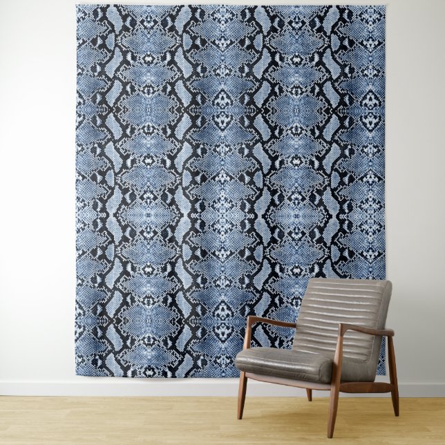 Blue Denim Python Snakeskin Hintergrund Wandteppich (Beispiel)