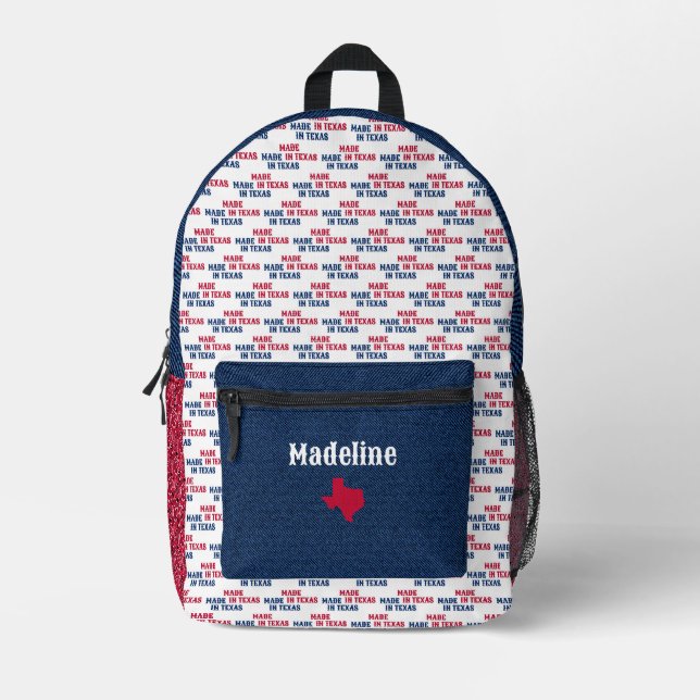 Blue Denim & Red Bandana Print Texas Baby Bedruckter Rucksack (Vorderseite)