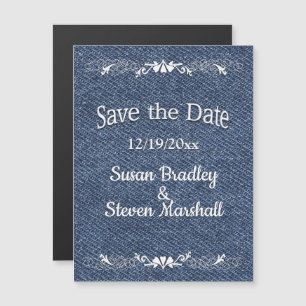Blue Denim Save the Date Magneteinladung