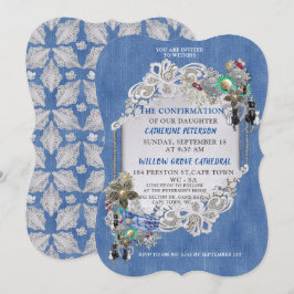 Blue Denim, Spitzen - Kostümschmuck Einladung