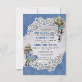 Blue Denim, Spitzen - Kostümschmuck Einladung