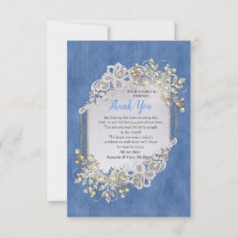 Blue Denim, Spitzen und Elfenbein Perlen Danke, Ka RSVP Karte