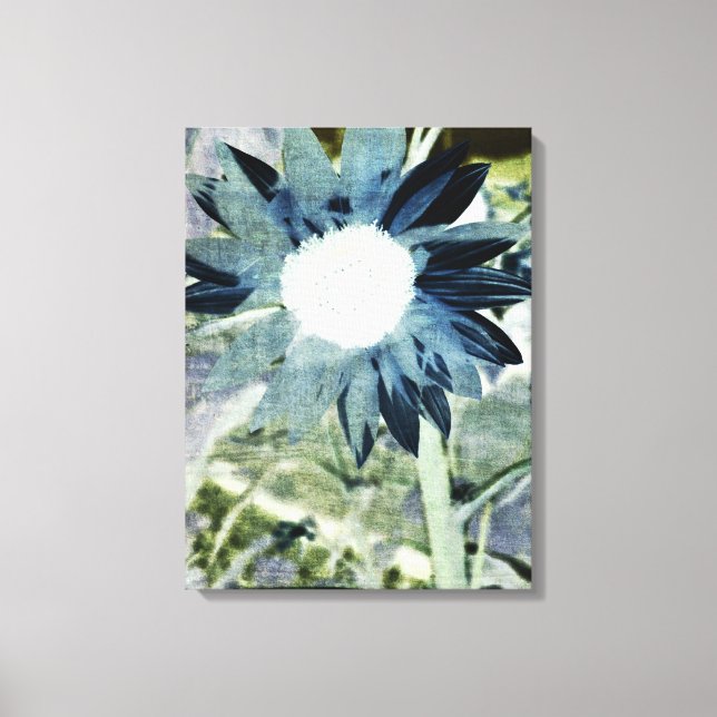 Blue Denim Sunflower Leinwand (Vorderseite)