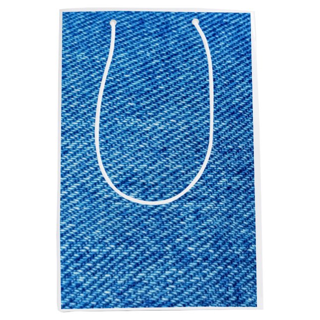 Blue Denim Texture Mittlere Geschenktüte (Vorderseite)