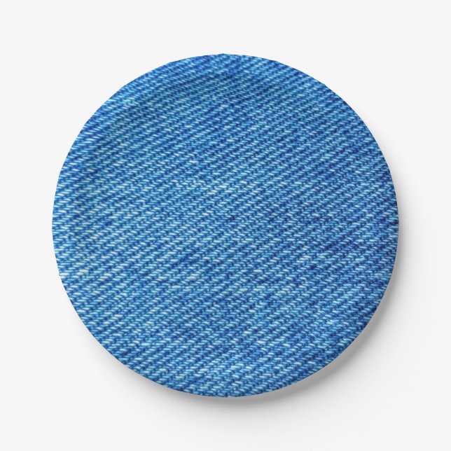 Blue Denim Texture Pappteller (Vorderseite)