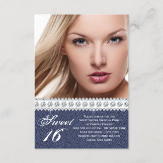 Blue Denim und Diamond 16 . Geburtstag Party Einladung