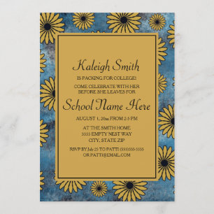 Blue Denim Yellow Floral Uni Trunk Party Einladung