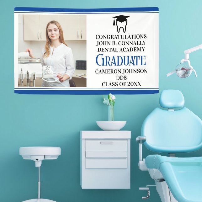 Blue Dental School Graduation Party Foto Banner (Von Creator hochgeladen)