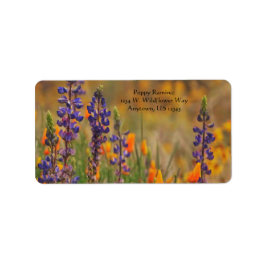 Blue Desert Lupine Blume Orange Poppies Adresse Adressaufkleber