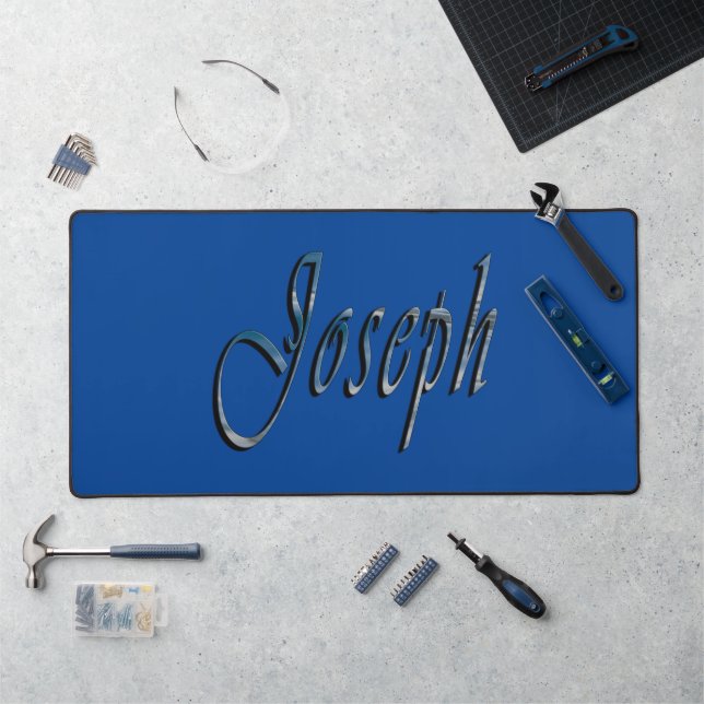 Blue Designed Joseph Name, Desk Mat Schreibtischunterlage (Arbeitsplatz)