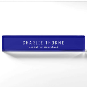 Blue Desk Namplate mit Name und Jobbezeichnung Namensplakette