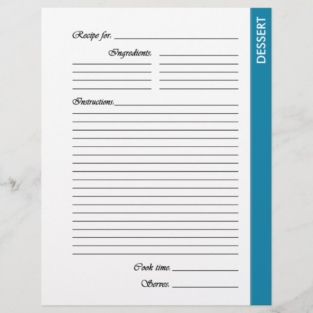 Blue DESSERT 2-seitige Rezeptorseiten (Vorderseite)