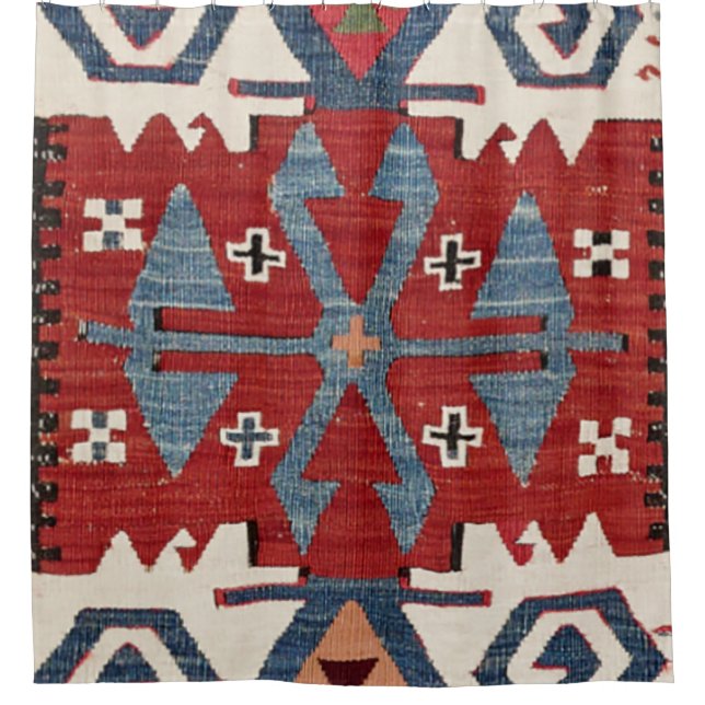 Blue Diamond Arrow Konya II 19. Jahrhundert Authen Duschvorhang (Vorderseite)