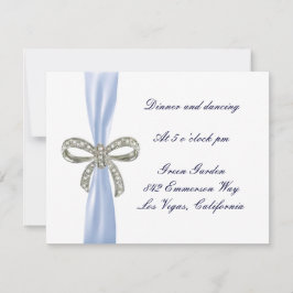 Blue Diamond Bow Wedding Reception Card Einladung
