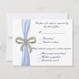 Blue Diamond Bow Wedding Response Card RSVP Karte