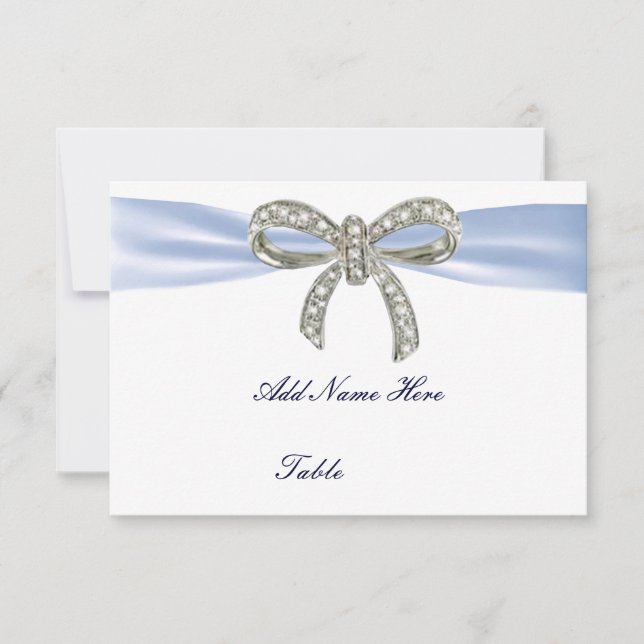 Blue Diamond Bow Wedding Table Platzkarte (Vorderseite)