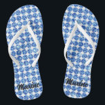Blue Diamond Crystal Wedding Flip Flops<br><div class="desc">Diese eleganten Frauenflips mit einem niedlichen blauen Rautenmuster auf weißem Hintergrund sind super stilvoll und einzigartig, perfekt wie Hochzeitskippen für die Gäste und die Braut. Diese Hochzeitskippen sind nicht nur glamourös, sie sind auch bequem von und zu der Hochzeit zu tragen, ohne Ihre Füße und Zehen zu verletzen. Diese Hochzeitskippen...</div>