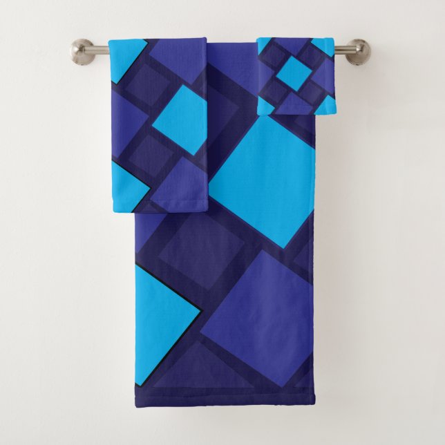 Blue Diamond Geometric Badhandtuch Set (Insitu)