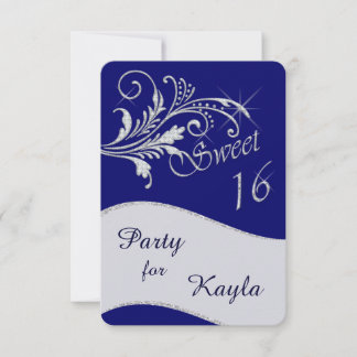 Blue Diamond Glitzer Sweet 16 Party Einladung