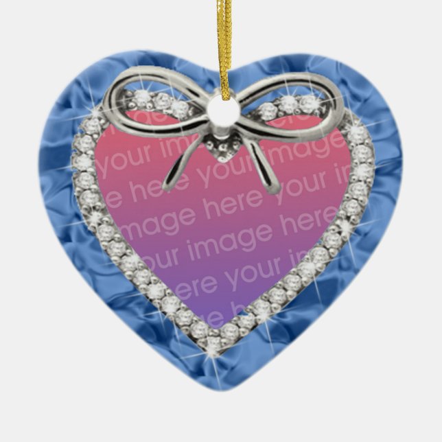 Blue Diamond Heart Frame Ornament (Vorne)