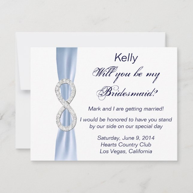 Blue Diamond Infinity Wedding Bridesmaid Card Einladung (Vorderseite)
