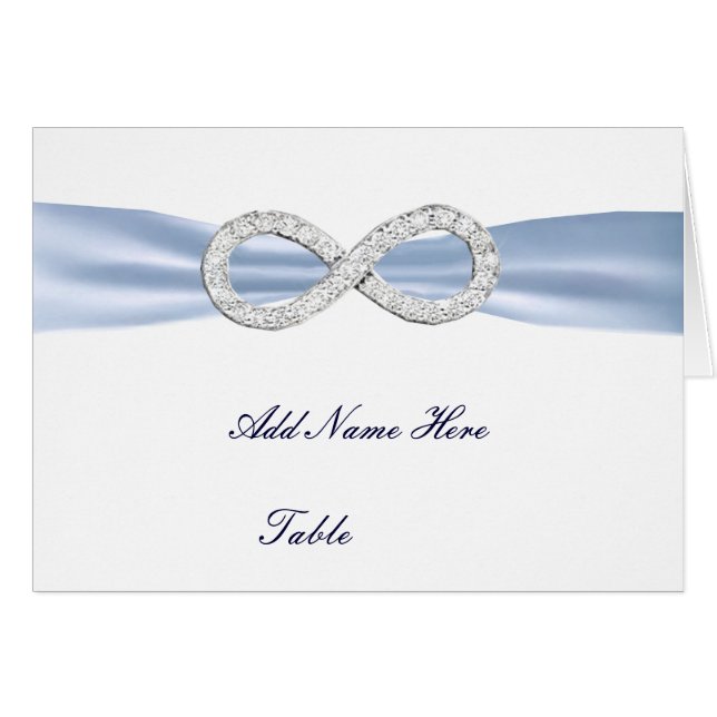 Blue Diamond Infinity Wedding Table Platzkarte (Vorderseite (Horizontal))