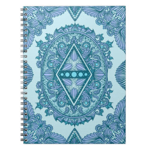 Blue Diamond Mandala Verziert Türkis und Lavende Notizblock