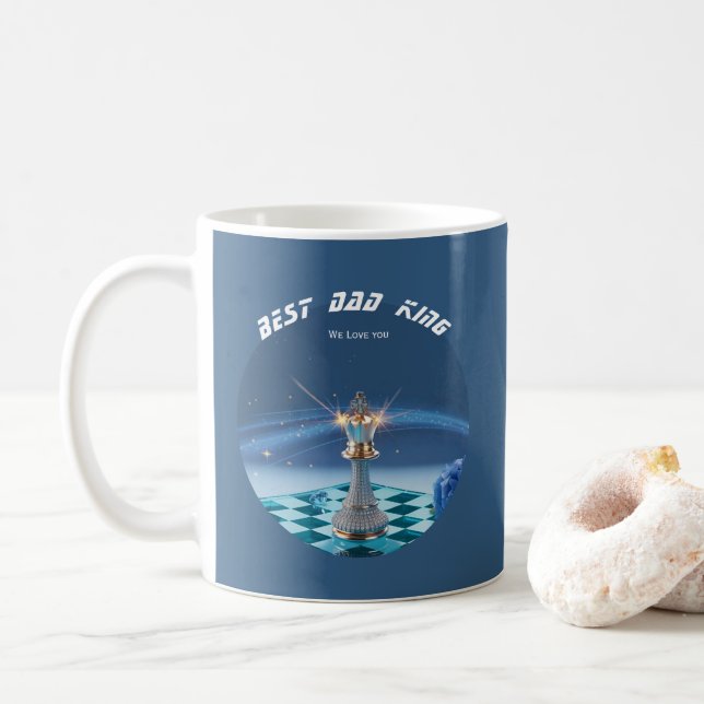 Blue Diamond Metallic King Schach Vätertag  Kaffeetasse (Mit Donut)